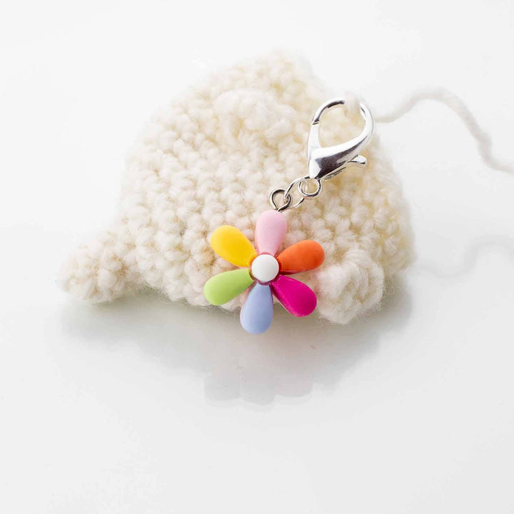 Twice Sheared Sheep Hippy Rainbow Flower Crochet Stitch Marker