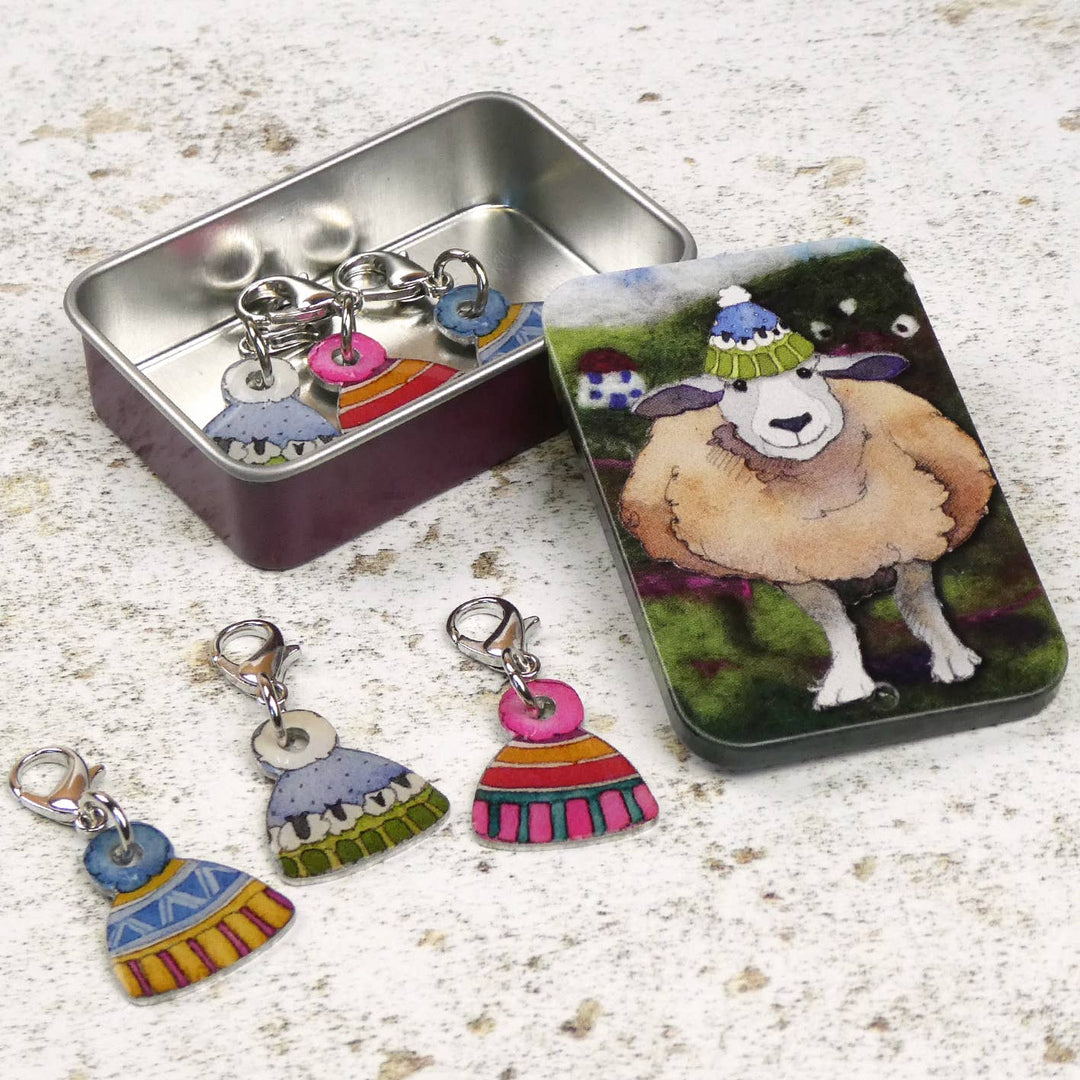 Hats Crochet Stitch Markers In A Tin