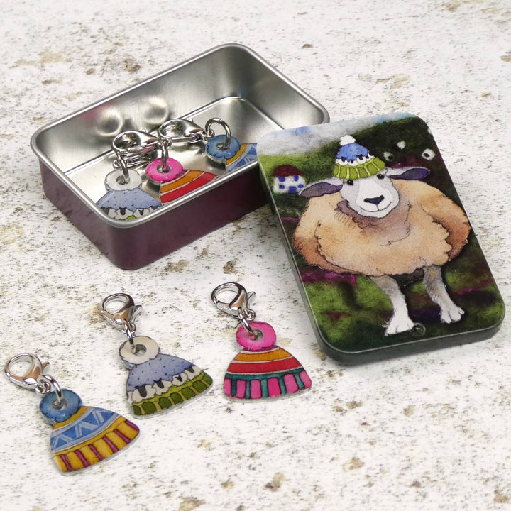 Hats Crochet Stitch Markers In A Tin