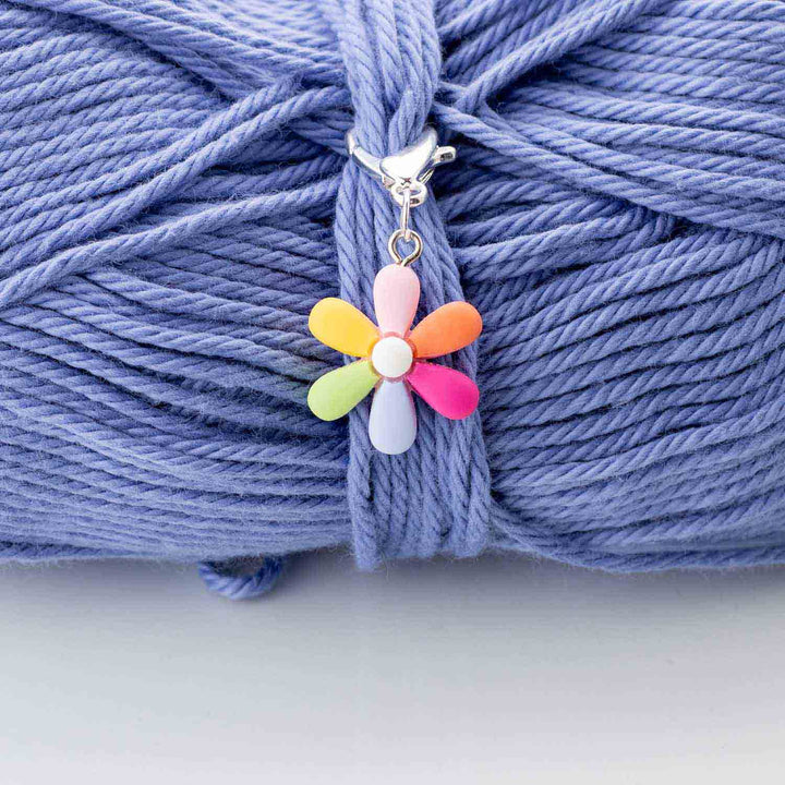 Twice Sheared Sheep Hippy Rainbow Flower Crochet Stitch Marker