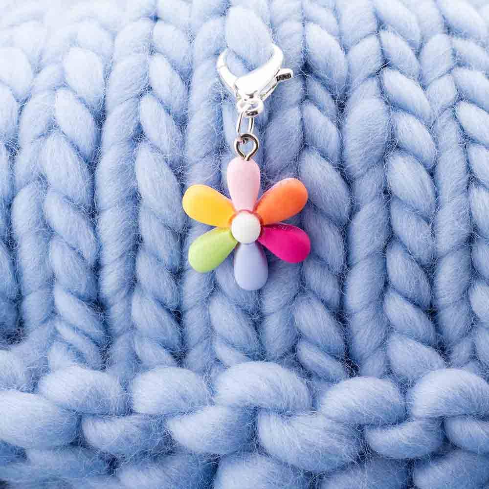 Twice Sheared Sheep Hippy Rainbow Flower Crochet Stitch Marker