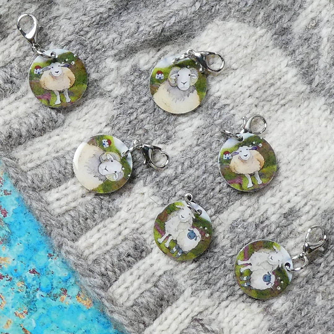 Felted Sheep Crochet Stitch Markers (Set of 6)
