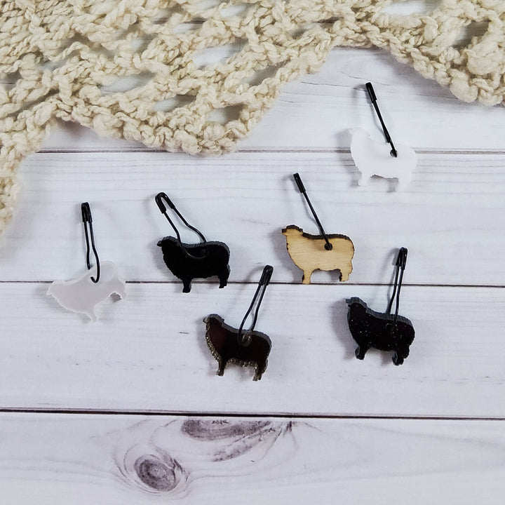 Katrinkles - Acrylic Sheep Stitch Marker Set - Card of 6