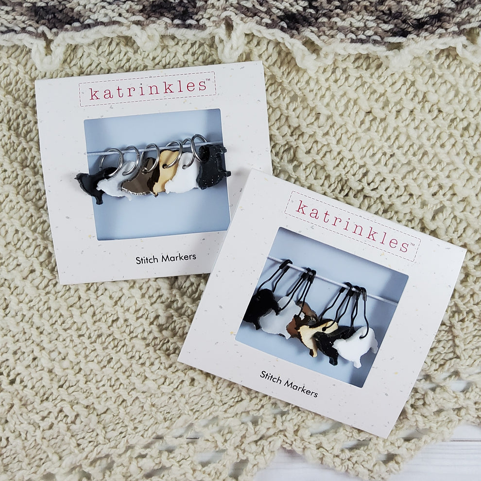 Katrinkles - Acrylic Sheep Stitch Marker Set - Card of 6