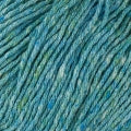 Close up of Berroco Gaia yarn in a light blue and green color reminiscent of a clear sky.  The softness of the texture of the yarn is visible in the picture.