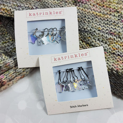 Katrinkles - Acrylic Stitch Marker Set - Stars and Moons - Card of 6