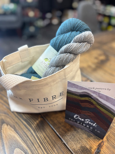 The Fibre Co. Amble Sock Set with pattern and petite tote