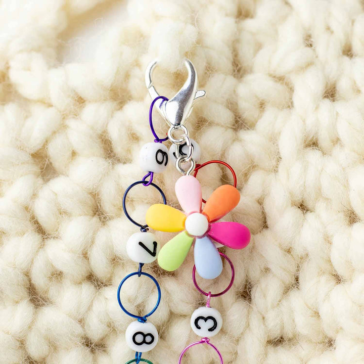Twice Sheared Sheep Hippy Rainbow Flower Crochet Stitch Marker