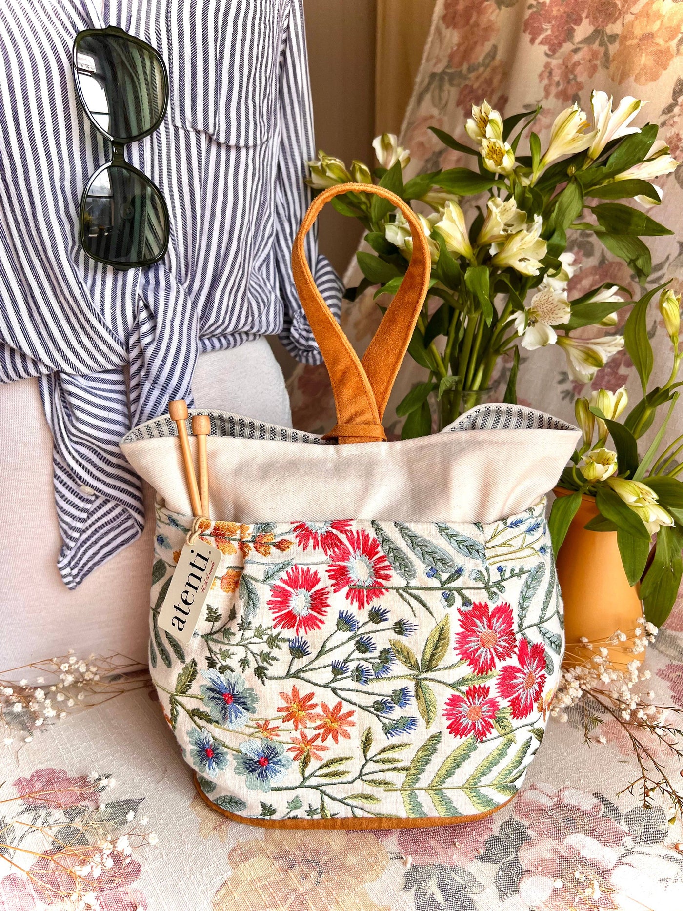 Knitting/Crochet Organizer Project Bag Wildflower Tall Caddy