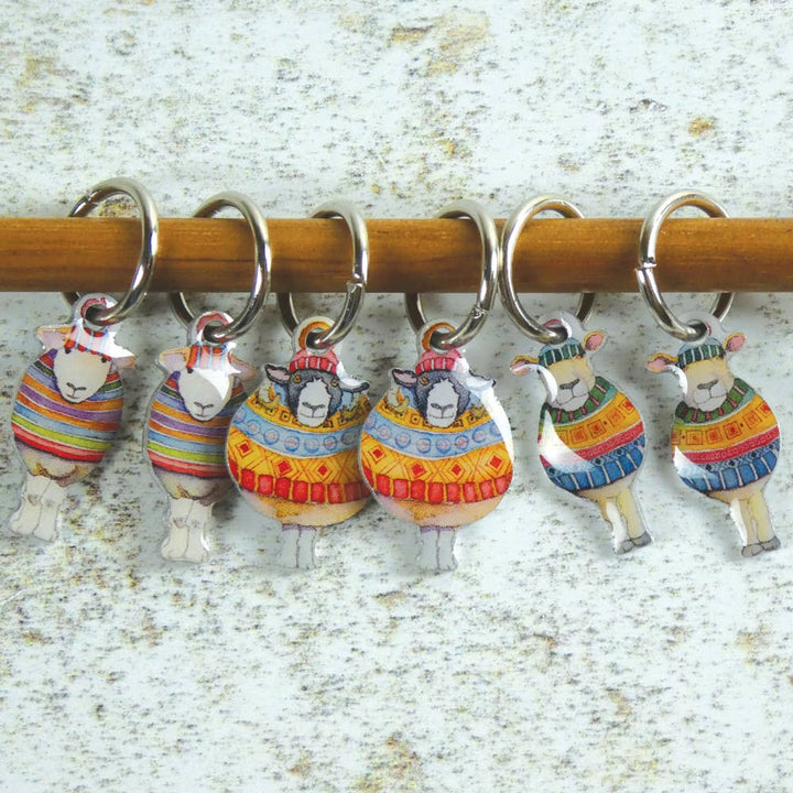 Sheep in Stripes Stitch Markers In A Pocket Tin