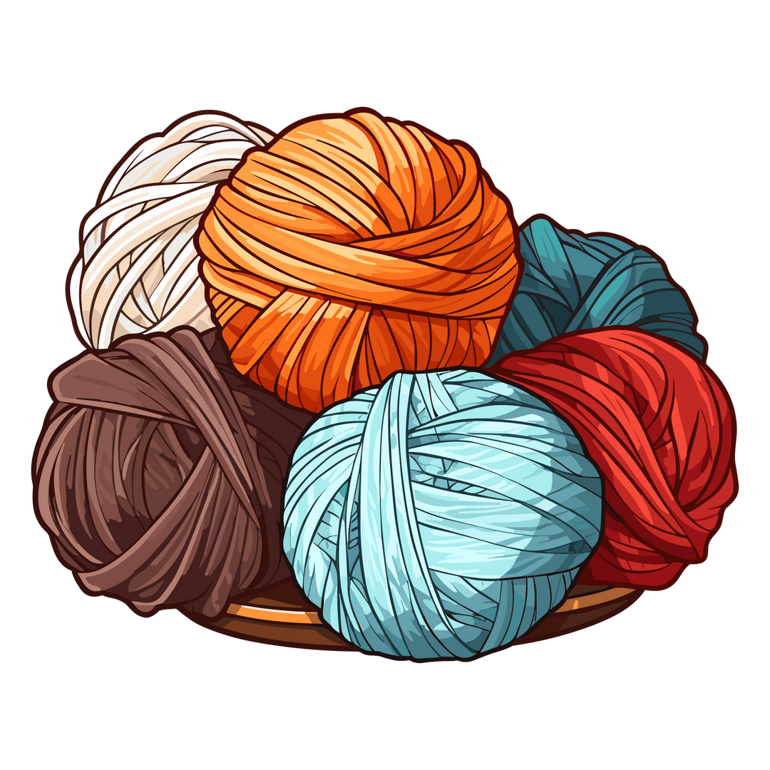 Colorful yarn balls on a white background
